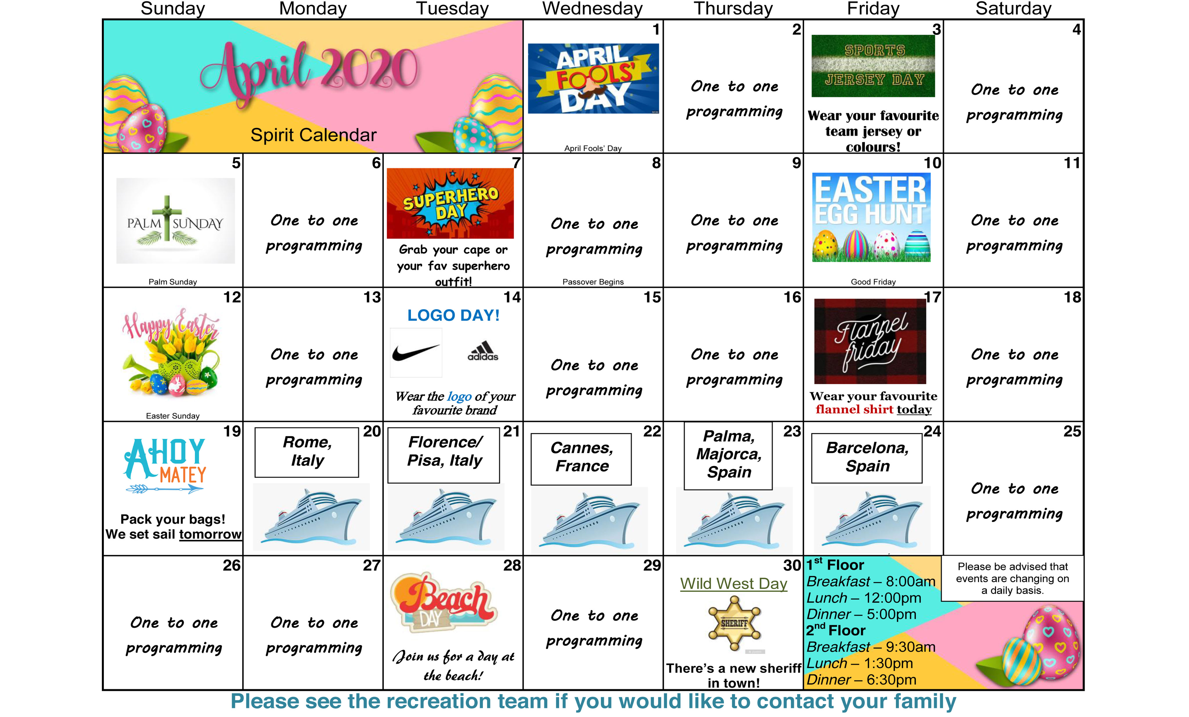 This Months Calendar